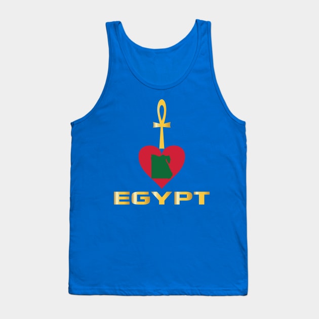 I love Egypt, Egypt map with heart and Ankh key, life key Tank Top by egygraphics